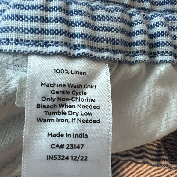 Talbots Blue and White Striped Wide Leg Pants 100% Linen NWT LP Large Petite - Picture 5 of 5